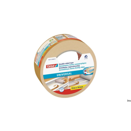 Taśma klejąca dwustronna Tesa 25m x 50mm z kauczukowym klejem do folii, plastiku i kartonu