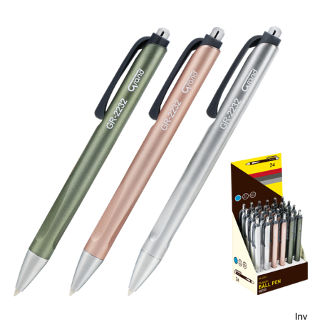 Długopis automatyczny Grand GR-2232, niebieski tusz, grubość linii 0,7 mm, ergonomiczna obudowa, długość pisania 700 m