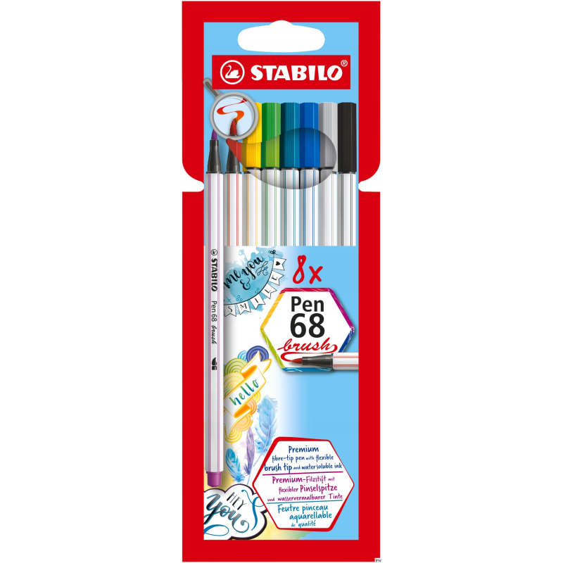 Flamaster Pen 68 BRUSH 8 sztuk etui Stabilo