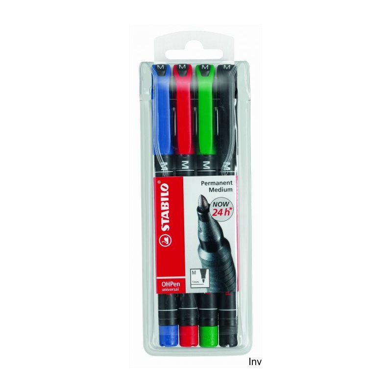 Foliopis Stabilo OHPen niezmywalny 1.0mm 4 sztuki w etui