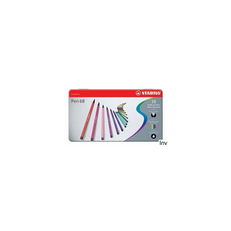 STABILO PEN68 metalowe etui z 10 flamastrami w różnych kolorach 6810-6