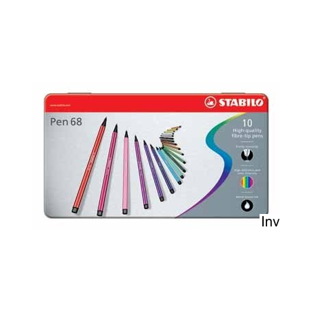 STABILO PEN68 metalowe etui z 10 flamastrami w różnych kolorach 6810-6