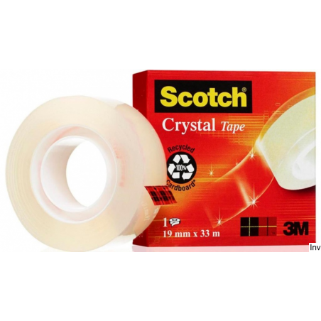 Taśma biurowa Scotch 3M Crystal Clear 19mm x 33m, transparentna, w pudełku