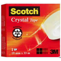 Taśma biurowa Scotch 3M Crystal Clear 19mm x 33m, transparentna, w pudełku