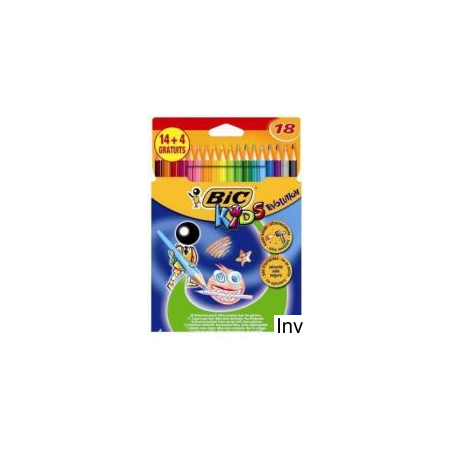 Kredki Bic EVOLUTION STRIPES 14 sztuk + 4 sztuki, bezdrzewne, do rysowania i kolorowania dla dzieci powyżej 5 roku życia