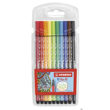 Flamaster STABILO PEN 6810, 10 sztuk, różne kolory, odporność na zasychanie