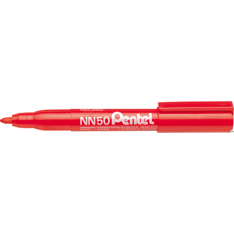 Marker permanentny PENTEL NN50 czerwony okrągła końcówka 4,95 mm wodoodporny do różnych powierzchni
