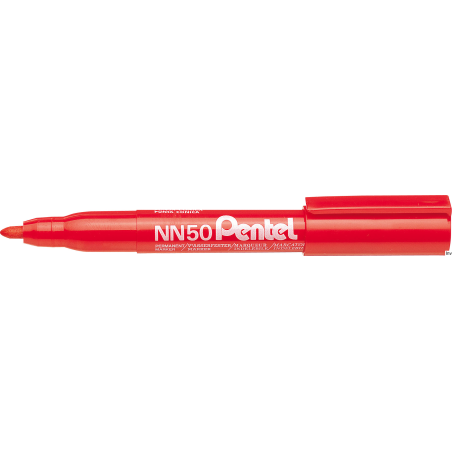 Marker permanentny PENTEL NN50 czerwony okrągła końcówka 4,95 mm wodoodporny do różnych powierzchni