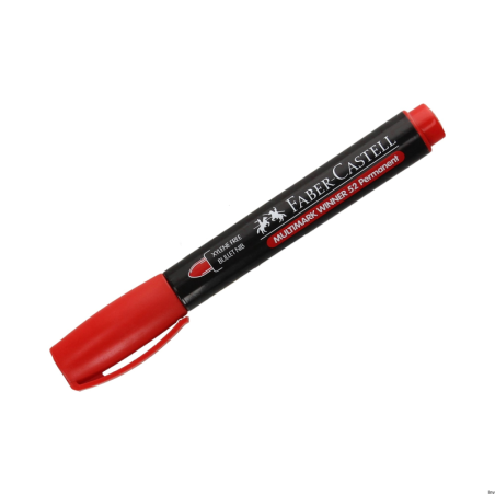 Marker permanentny FABER CASTEL ścięta końcówka czerwony 2-5 mm