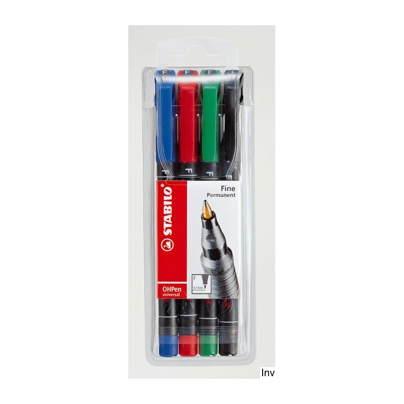 Foliopis Stabilo OHPen niezmywalny 0,7 mm 4 sztuki w etui