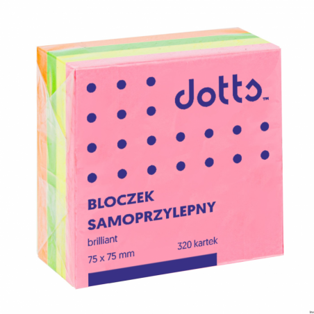 Kostka samoprzylepna Dotts 75x75 mm, 320 kartek, mix kolorów intensywnych
