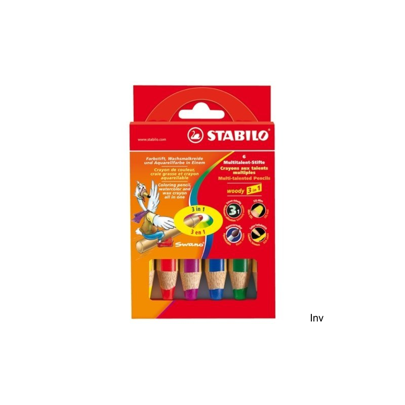 Kredki Stabilo WOODY 3 w 1 6 kolorów z temperówką, idealne dla dzieci
