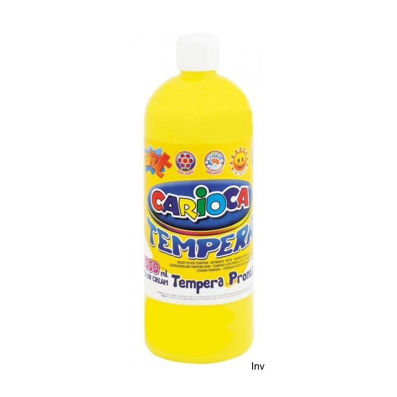 Farba tempera Carioca 1000 ml, żółta, wodorozcieńczalna do malowania na papierze, kartonie i drewnie