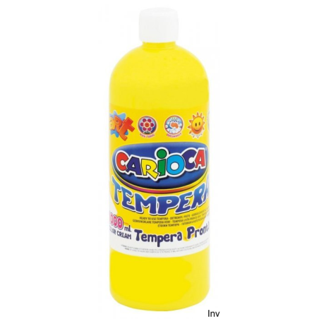 Farba tempera Carioca 1000 ml, żółta, wodorozcieńczalna do malowania na papierze, kartonie i drewnie
