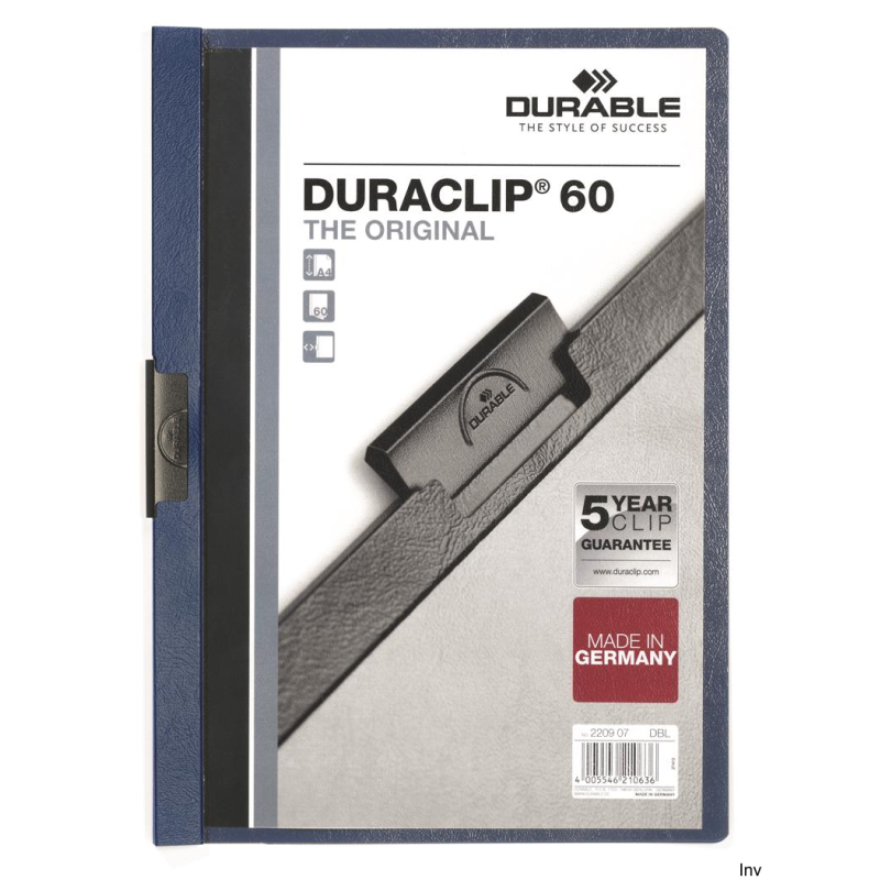 Skoroszyt DURABLE DURACLIP Original 60 granatowy do 60 kartek z metalowym klipsem