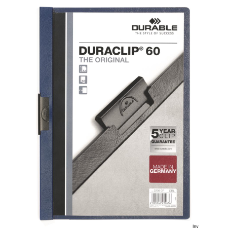 Skoroszyt DURABLE DURACLIP Original 60 granatowy do 60 kartek z metalowym klipsem