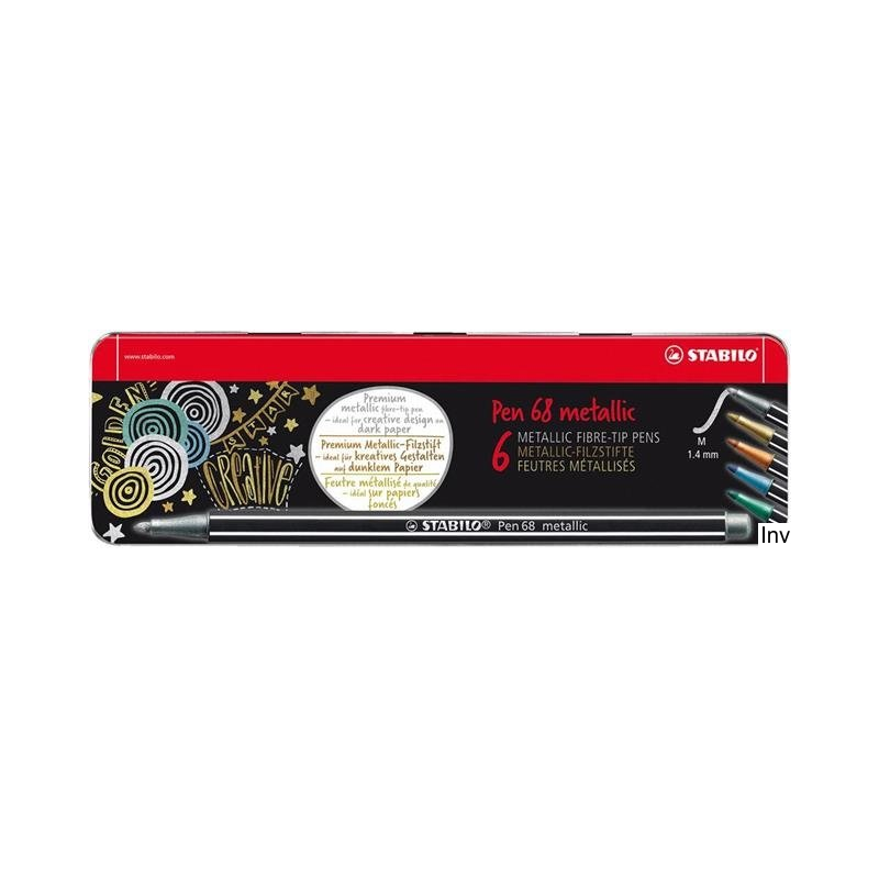 STABILO PEN 68 metallic flamastry metaliczne etui 6 sztuk