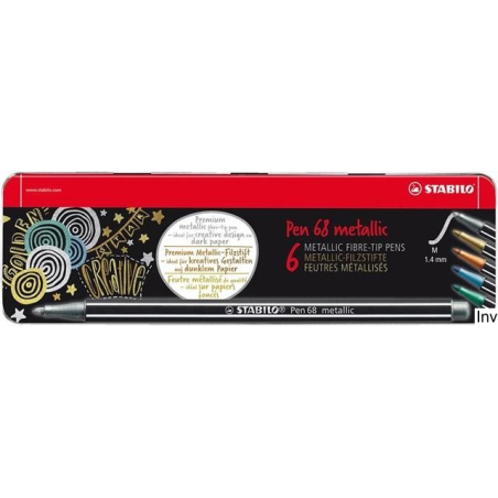 STABILO PEN 68 metallic flamastry metaliczne etui 6 sztuk