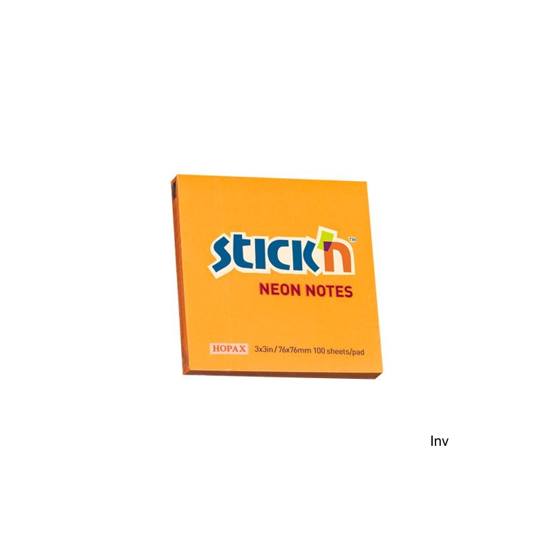 Bloczek samoprzylepny StickN 76x76 mm pomarańczowy neonowy 100 sztuk