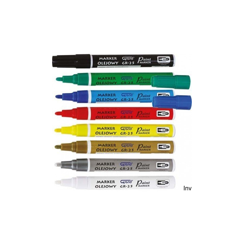 Marker olejowy Grand GR-25, czarny, wodoodporny, 12 sztuk, grubość linii 1,8 mm
