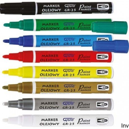 Marker olejowy Grand GR-25, czarny, wodoodporny, 12 sztuk, grubość linii 1,8 mm
