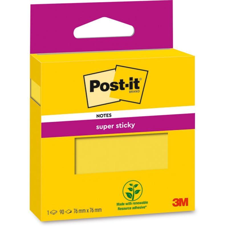 Karteczki samoprzylepne Post-it Super Sticky, 76x76 mm, 90 sztuk, żółte