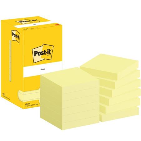 Karteczki samoprzylepne POST-IT, 76x76mm, 12x100 kart., żółte