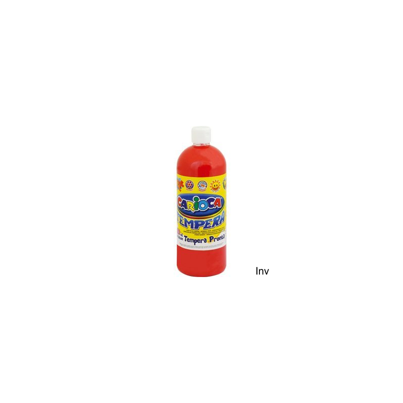 Farba tempera Carioca 1000 ml, czerwony, wodorozcieńczalna, do malowania na papierze, kartonie i drewnie