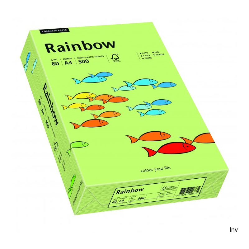 Papier ksero kolorowy Rainbow jasnozielony A4 80 g 1 ryza