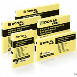 Bloczek karteczek samoprzylepnych Donau 51x76 mm 100 sztuk jasnożółty 70 gsm