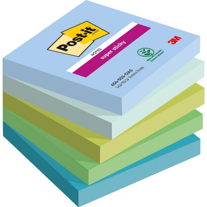 Karteczki samoprzylepne Post-it Super Sticky, OASIS, 76x76mm, 5x90 kart.