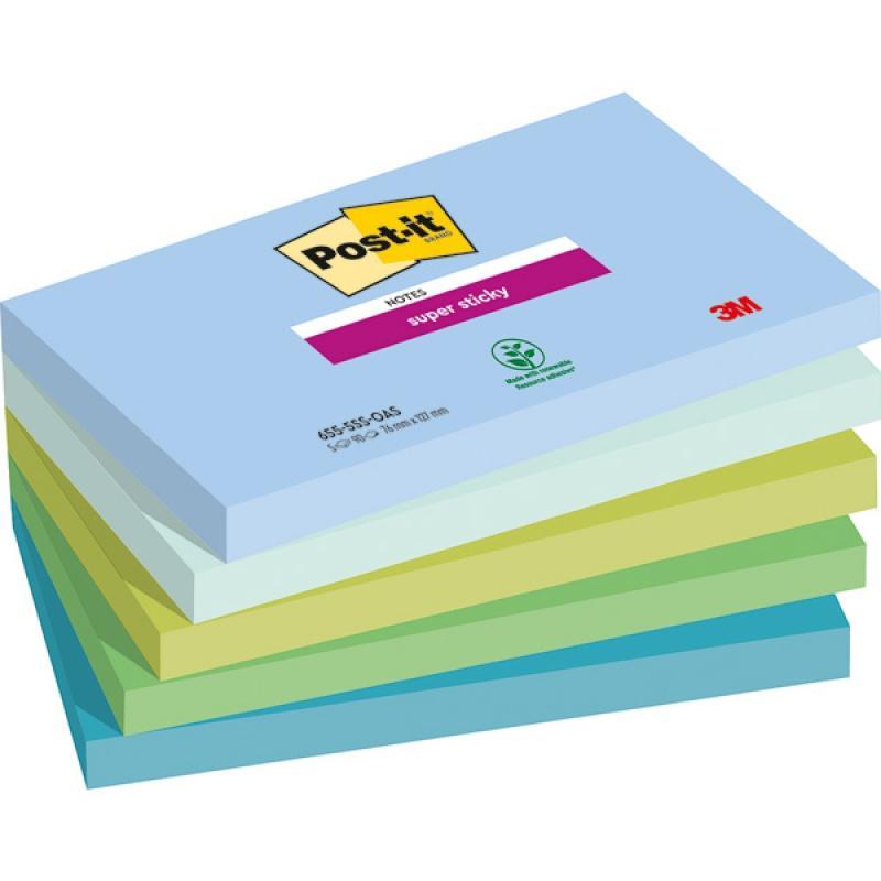 Karteczki samoprzylepne Post-it Super Sticky, OASIS, 76x127mm, 5x90 kart.