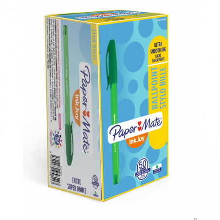 Długopis Paper Mate INKJOY 100 CAP M zielony z zatyczką, 1 mm końcówka, gładkie pisanie