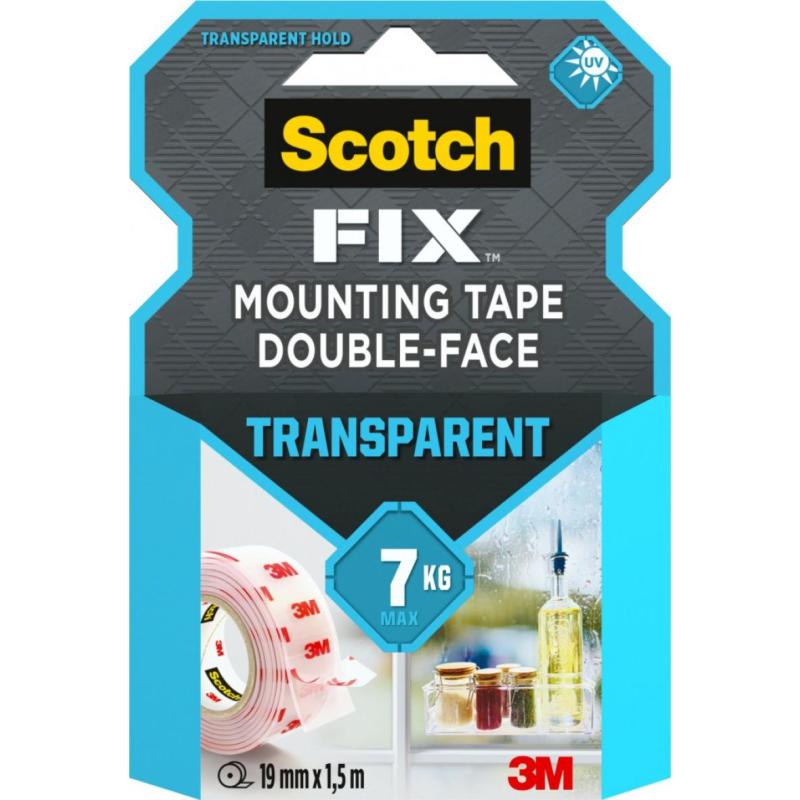 Taśma montażowa SCOTCH, 19mm x 1,5m, transparentna