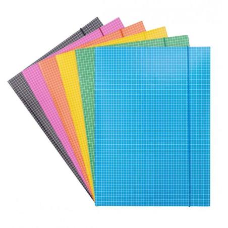 Teczka z gumką DONAU, karton, A4, 400gsm, 3-skrz., mix kolorów w kratę