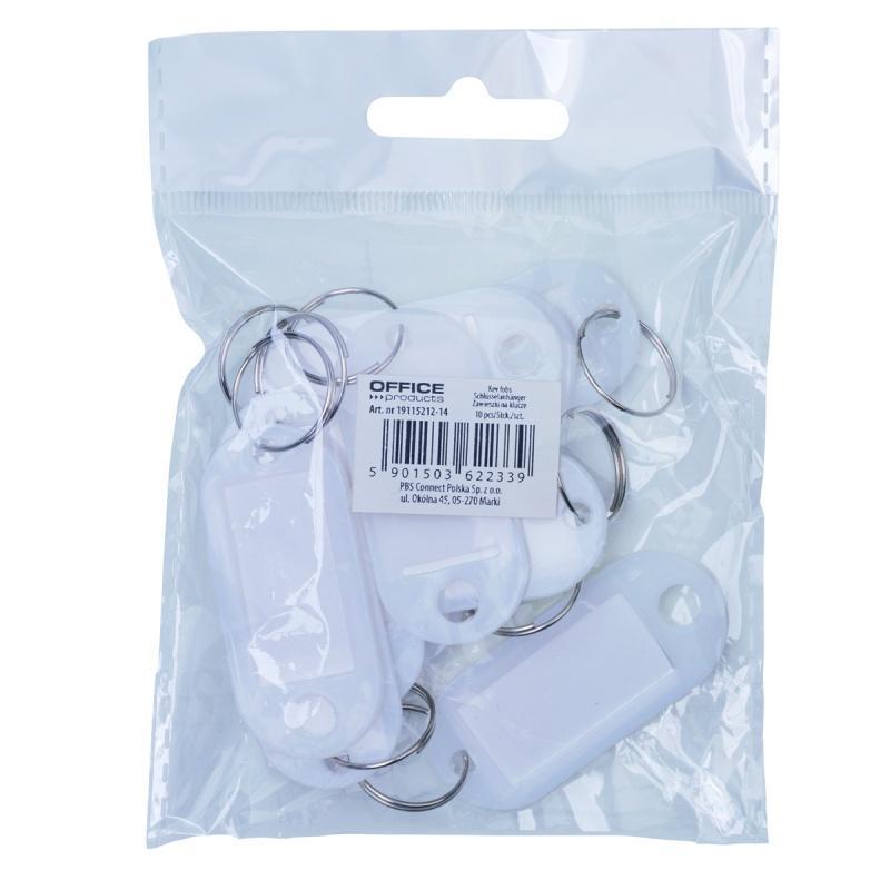 Zawieszki na klucze OFFICE PRODUCTS, 50x20mm, 10szt., białe