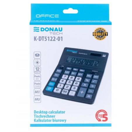 Kalkulator biurowy DONAU TECH OFFICE, CI-CDB1201BK, 12-cyfr. wyświetlacz, wym. 201x155x35mm, czarny