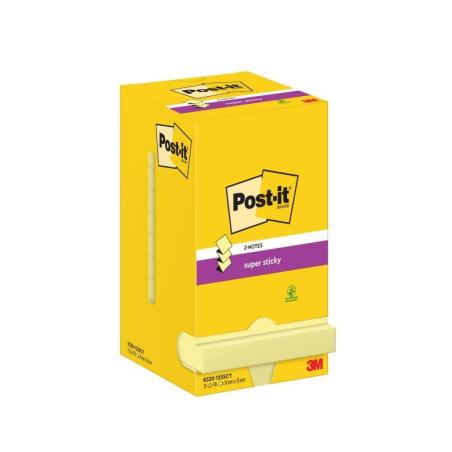 Karteczki samoprzylepne POST-IT Super sticky Z-Notes (R330-12SS-CY), 76x76mm, 12x90 kart., żółte
