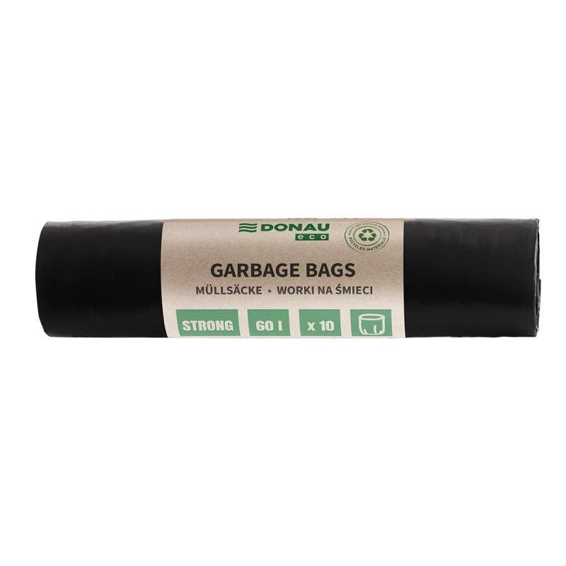Worki na śmieci DONAU ECO, mocne (LDPE), 60l, 10 szt., czarne
