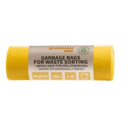 Worki na śmieci DONAU ECO, do segregacji plastiku, 120l, 10 szt., żółte