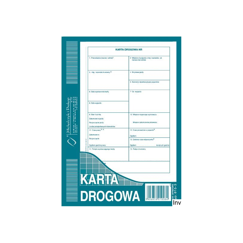 Karta Drogowa A5 815-3 Michalczyk i Prokop do dokumentacji transportowej