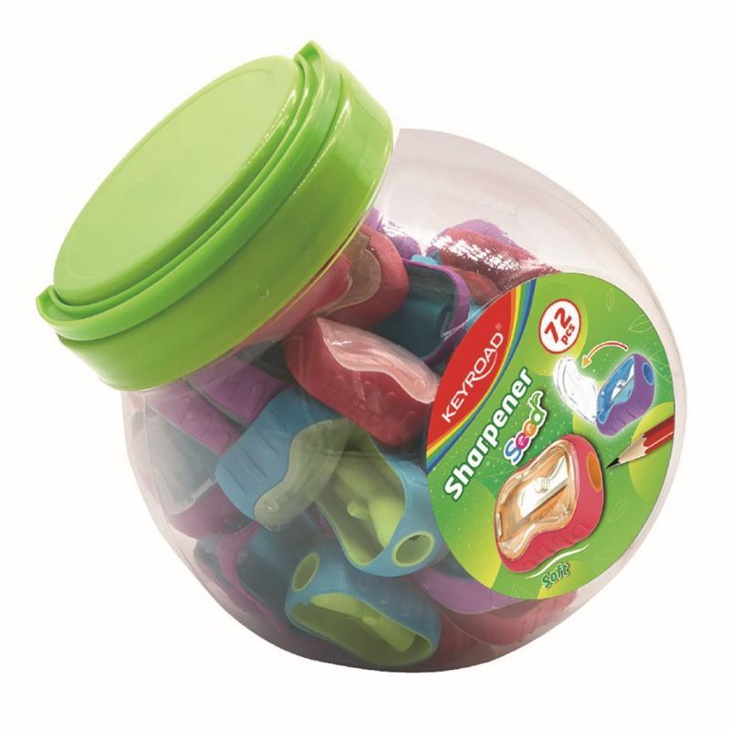 PAKIET Temperówka plastikowa KEYROAD Seed, pojedyncza, tuba, mix kolorów