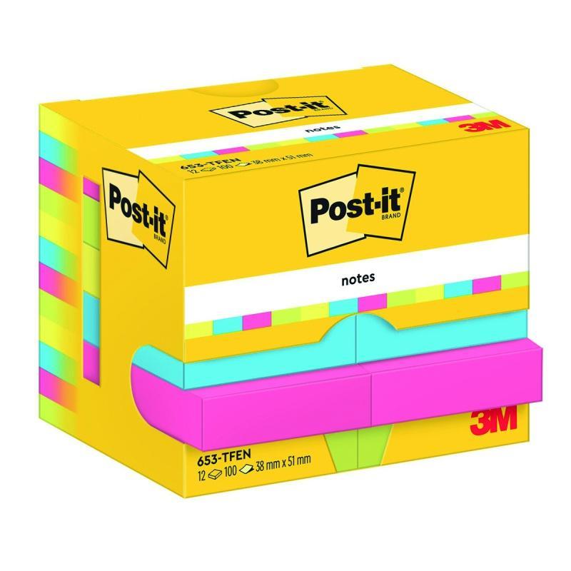 Karteczki samoprzylepne Post-it, ENERGETIC, 38x51mm, 12x100 kart.