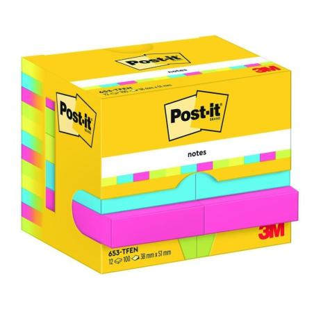 Karteczki samoprzylepne Post-it, ENERGETIC, 38x51mm, 12x100 kart.