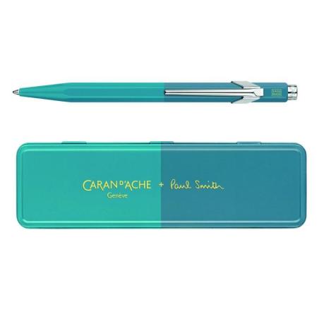 Długopis CARAN D'ACHE 849 Paul Smith Edycja 4, M, w pudełku, Cyan/Steel