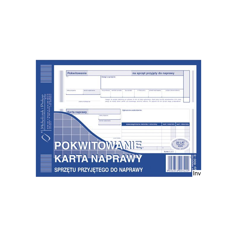 Pokwitowanie karty naprawy sprzętu Michalczyk i Prokop