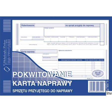 Pokwitowanie karty naprawy sprzętu Michalczyk i Prokop