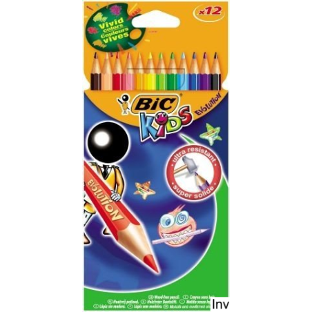 Kredki ołówkowe BIC Kids Evolution ECOlutions, 12 sztuk, żywe kolory, nietoksyczne, odporne na złamania