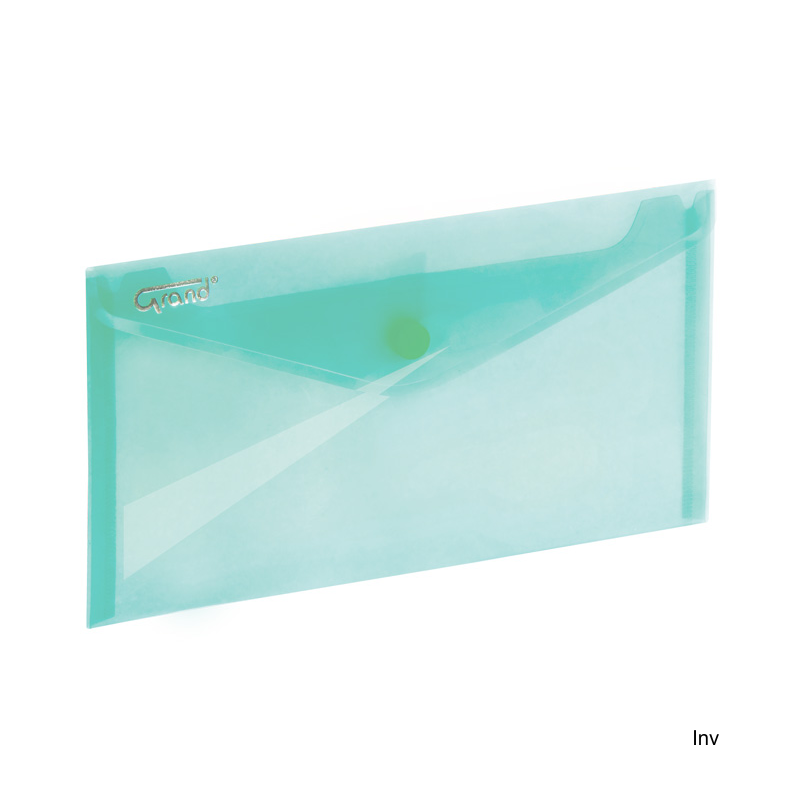 Teczka kopertowa na zatrzask DL zielona Grand 225 x 124 mm polipropylenowa