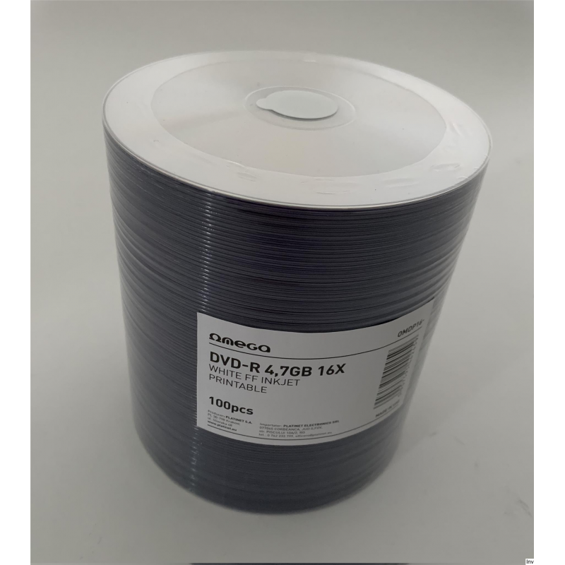 Płyta OMEGA DVD-R 4,7GB 16X Printable do nadruku White Inkjet (100 sztuk)